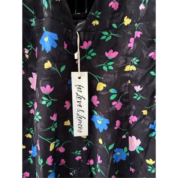 NWT For Love & Lemons Lexy Long Sleeve Black Floral Mini Size Small - Picture 8 of 9
